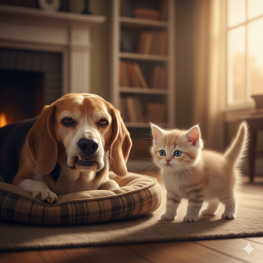 How do I introduce a new pet to my grumpy old pet?