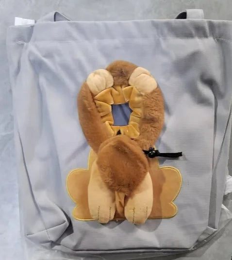 Pet Canvas Shoulder Bag Lion Shaped Cute Cat Carrier Portable Shoulder Carrying Bag Chest Cat Bag Outdoor Cat Tote