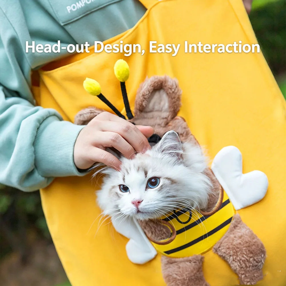 Cartoon Canvas Head-Out Pet Carrier Tote Bag