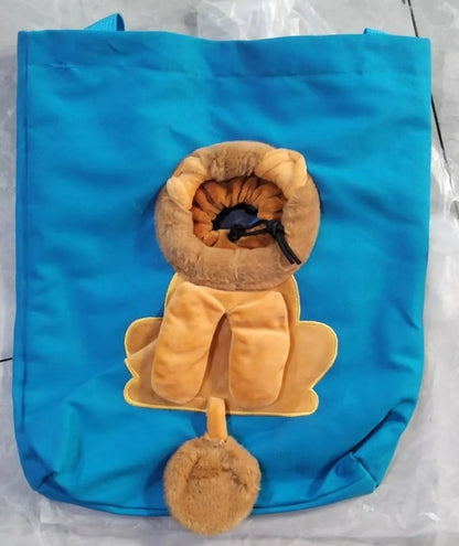 Pet Canvas Shoulder Bag Lion Shaped Cute Cat Carrier Portable Shoulder Carrying Bag Chest Cat Bag Outdoor Cat Tote