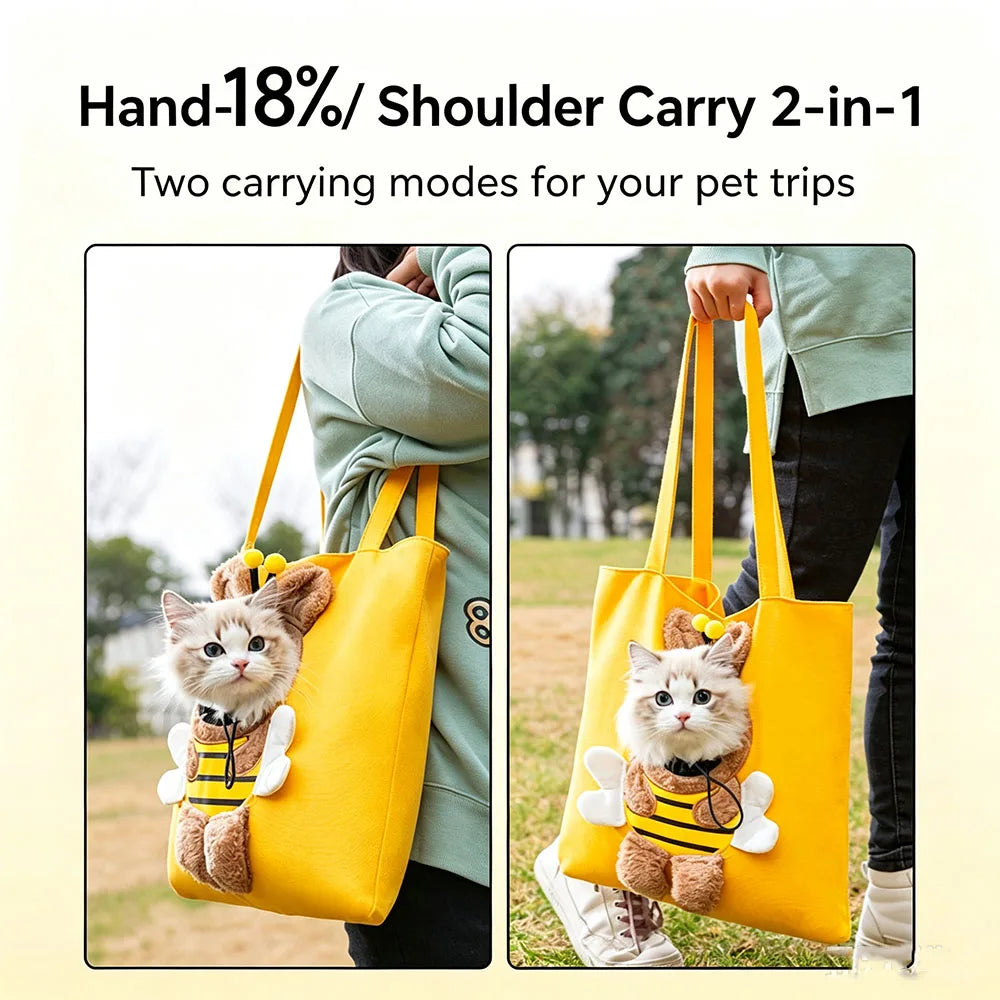 Cartoon Canvas Head-Out Pet Carrier Tote Bag