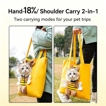 Cartoon Canvas Head-Out Pet Carrier Tote Bag