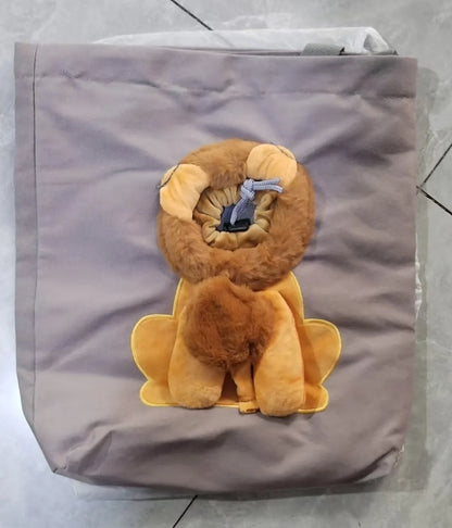Pet Canvas Shoulder Bag Lion Shaped Cute Cat Carrier Portable Shoulder Carrying Bag Chest Cat Bag Outdoor Cat Tote