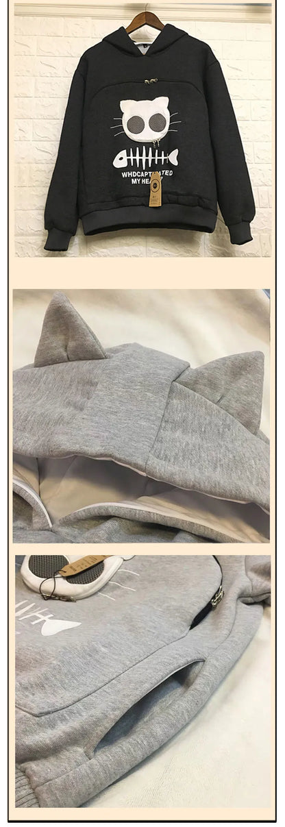 Unisex Pet Carrier Hoodie with Large Cat Pouch Pullover