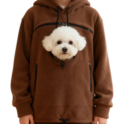 Handmade Emerald Bouclé Pet Hoodie Carrier with Pocket for Dogs and Cats