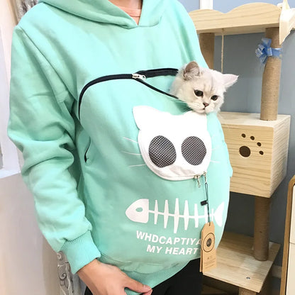 Unisex Pet Carrier Hoodie with Large Cat Pouch Pullover