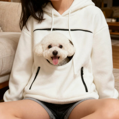 Handmade Emerald Bouclé Pet Hoodie Carrier with Pocket for Dogs and Cats