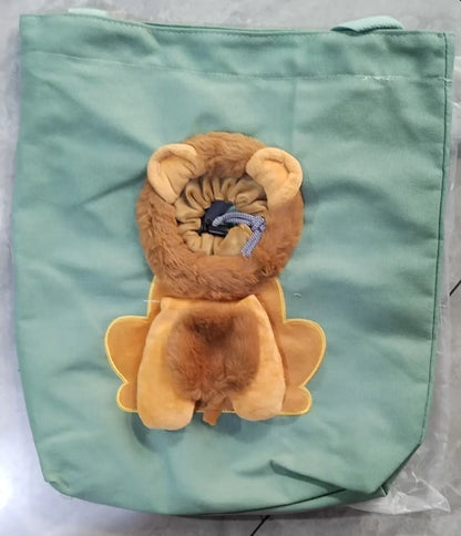 Pet Canvas Shoulder Bag Lion Shaped Cute Cat Carrier Portable Shoulder Carrying Bag Chest Cat Bag Outdoor Cat Tote