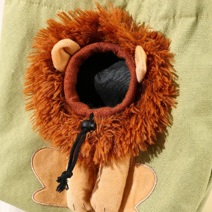 Pet Canvas Shoulder Bag Lion Shaped Cute Cat Carrier Portable Shoulder Carrying Bag Chest Cat Bag Outdoor Cat Tote