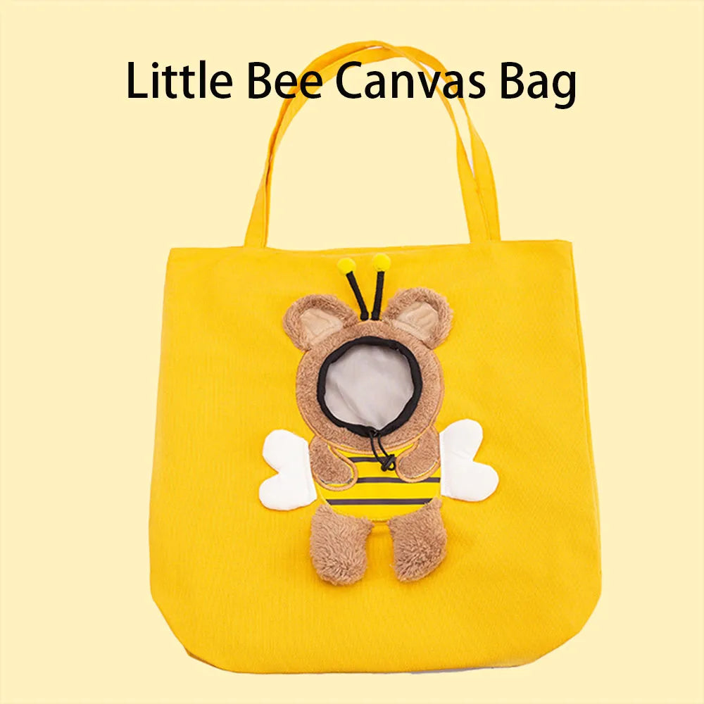Cartoon Canvas Head-Out Pet Carrier Tote Bag