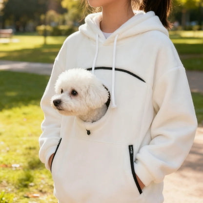 Handmade Emerald Bouclé Pet Hoodie Carrier with Pocket for Dogs and Cats