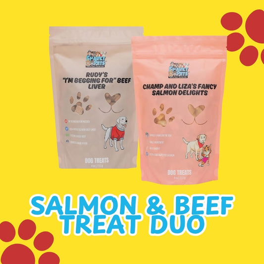Surf & Turf Sampler – Wild Salmon and Beef Liver Dog Treat Duo, Freeze-Dried and Nutrient-Rich